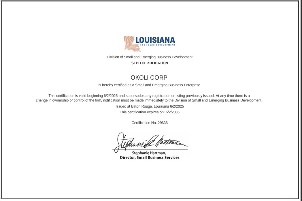 SEBD Certification — Small and Emerging Business Enterprise